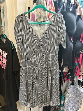 torrid Black and White Plaid Fit-and-Flare Dress